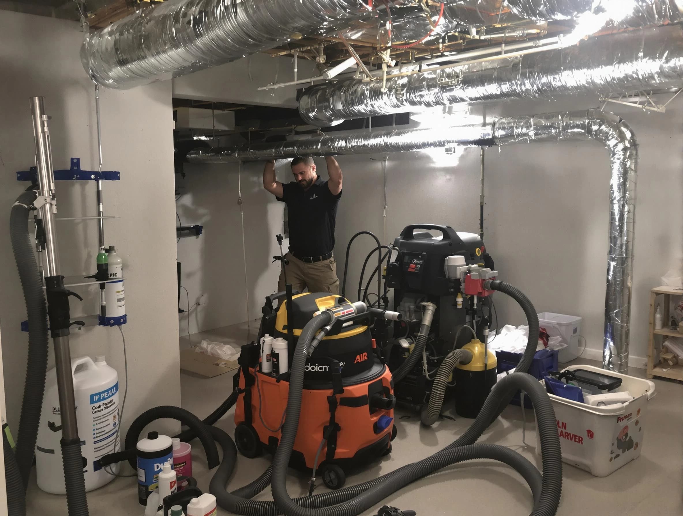 Paradise Valley Air Duct Cleaning specialist performing professional mold removal from air ducts using safety equipment in Paradise Valley