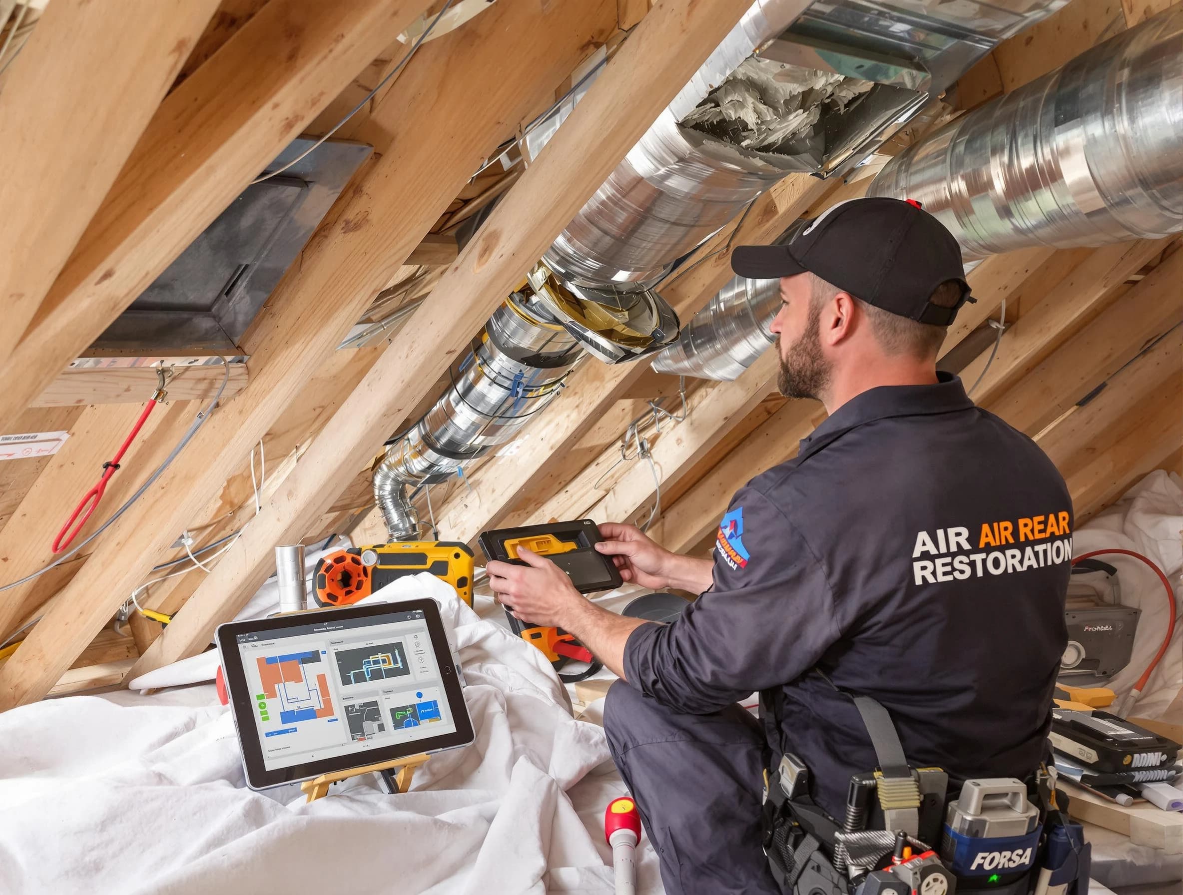 Paradise Valley Air Duct Cleaning technician performing precise duct repair work in Paradise Valley