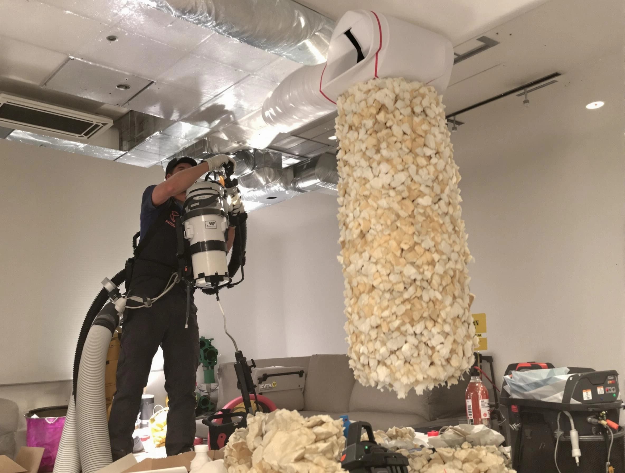 Paradise Valley Air Duct Cleaning technician performing precision vacuum insulation removal in a residential property in Paradise Valley