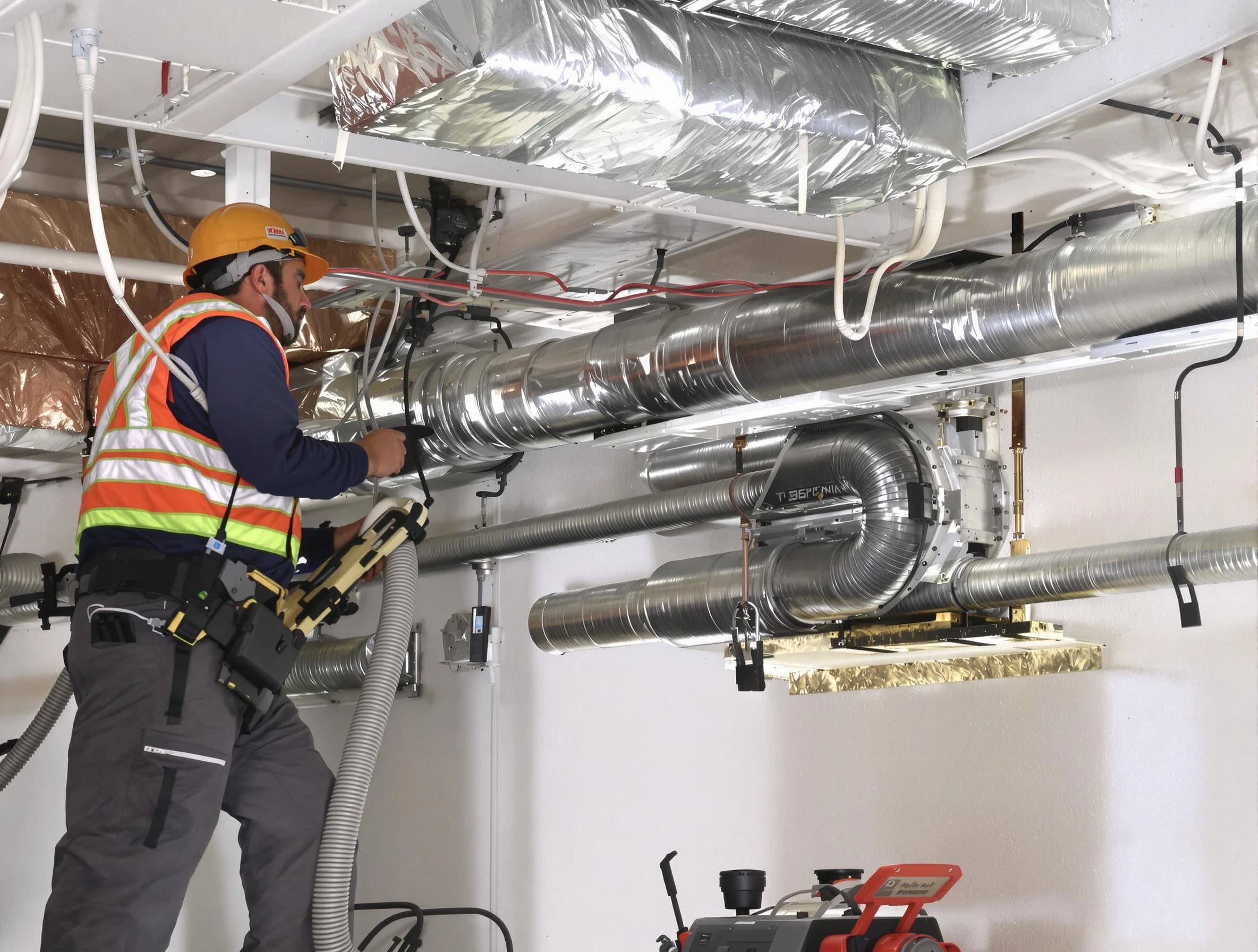Paradise Valley Air Duct Cleaning technician performing precision vacuum insulation removal in a residential property in Paradise Valley