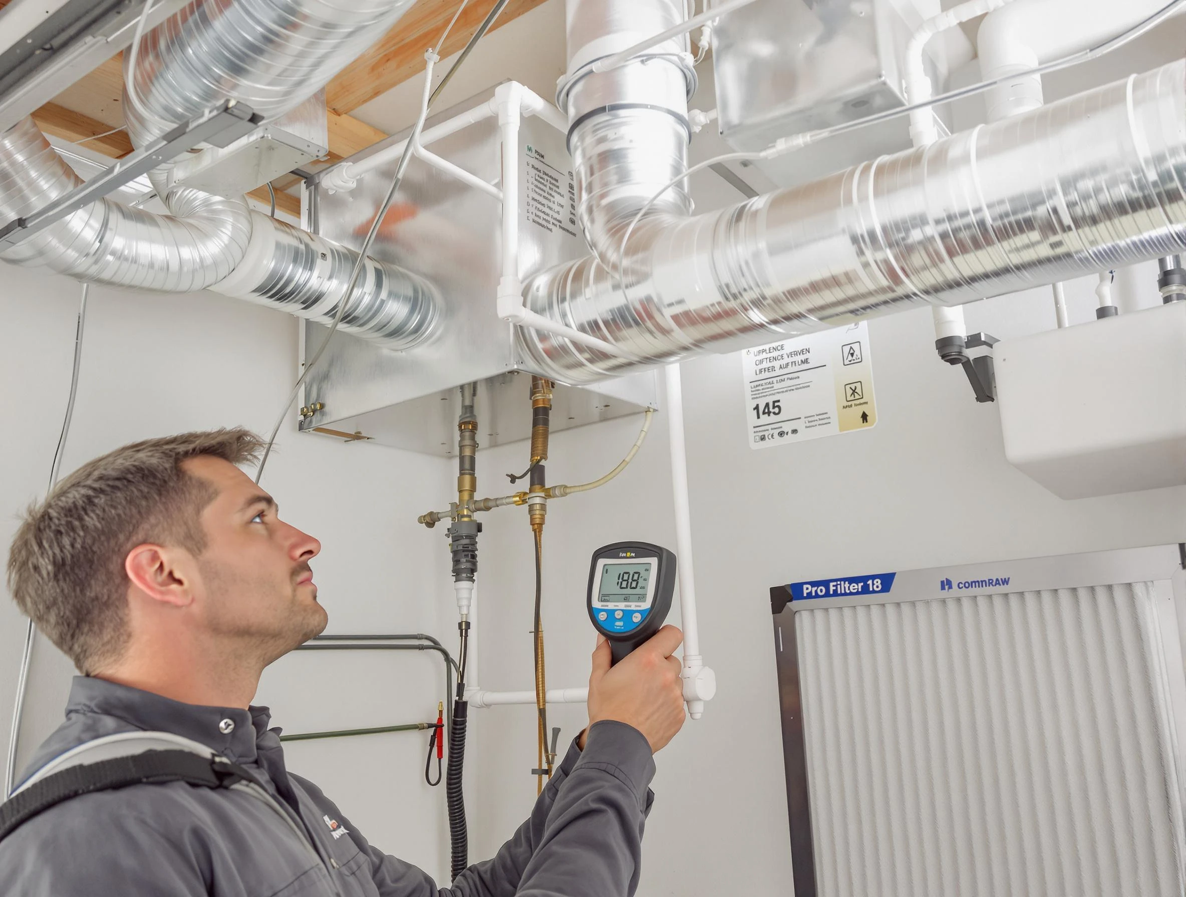 Paradise Valley Air Duct Cleaning expert conducting detailed filter system inspection using diagnostic tools in Paradise Valley